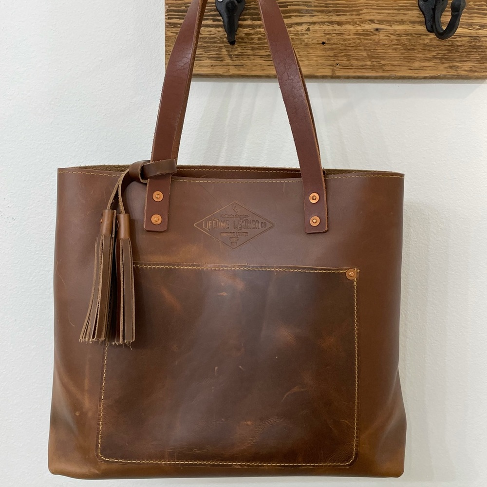 Lifetime Leather Tote Bag Oxford Natural- brown